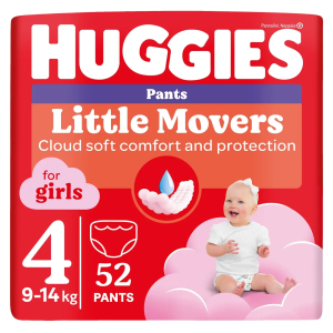 Huggies Scutece Little Movers Pants 4, Girl, 9-14 kg, 52 buc