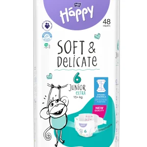 Scutece Happy Soft&Delicate Junior extra, Marimea 6, 48 buc