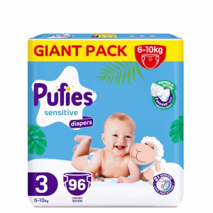 Scutece Pufies Sensitive, Marimea 3 Midi, 96 bucati, 6-10 kg, Giant pack