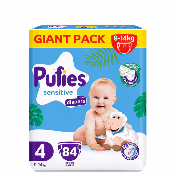 Scutece Pufies Fashion&Nature, Marimea 4, 9-14 kg, 84 buc, Giant Pack