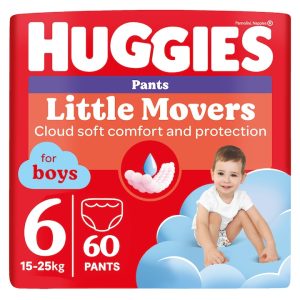 Scutece chilotel Huggies Little Movers 6, Boy, 15-25 kg, 60 buc