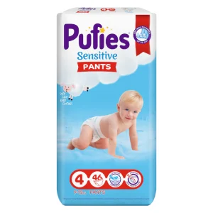 Scutece-chilotel Pufies Sensitive, Marimea 4, 9-15 kg, 46 buc, Maxi pack