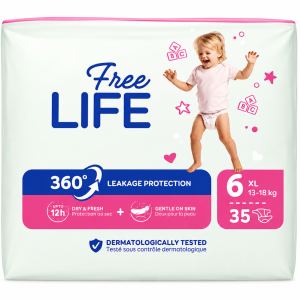 Scutece Free Life XL Mărimea 6, 13–18 kg, 35 buc