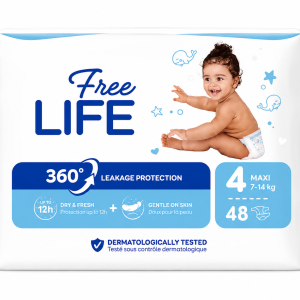 Scutece Free LIfe Maxi Marimea 4,7-14 kg 48 buc