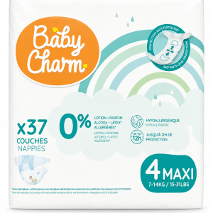 Scutece Baby Charm Maxi Mărimea 4, 7–14 kg, 37 buc