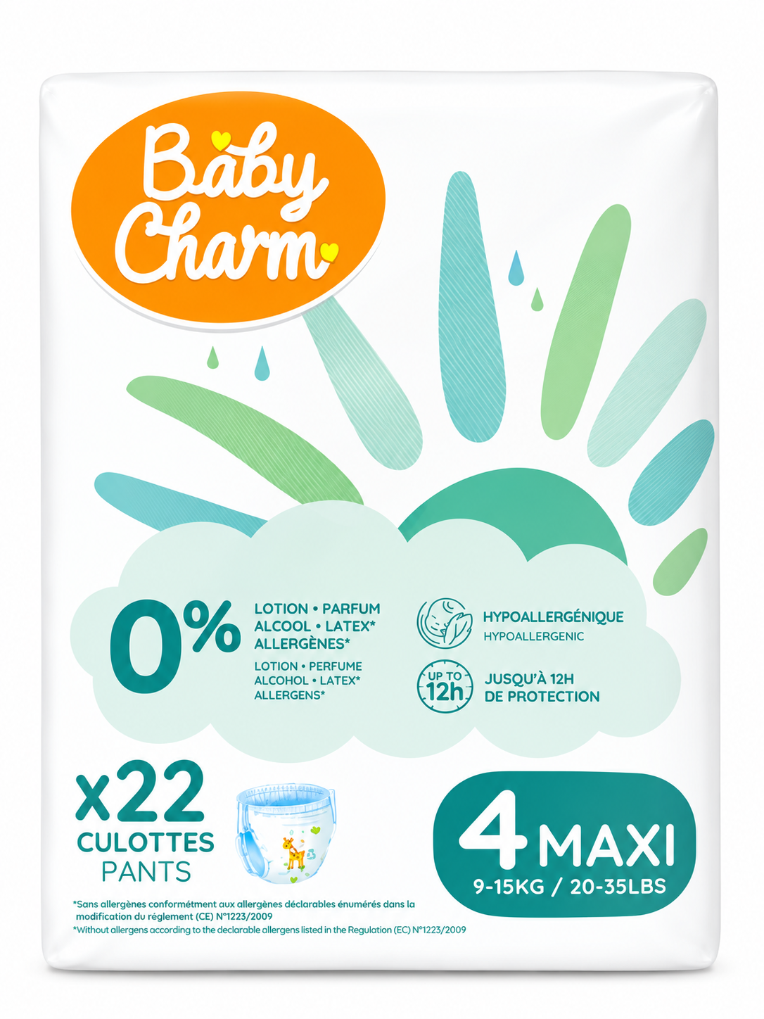 Scutece tip chiloțel Baby Charm Pants Maxi Mărimea 4, 9–15 kg, 22 buc