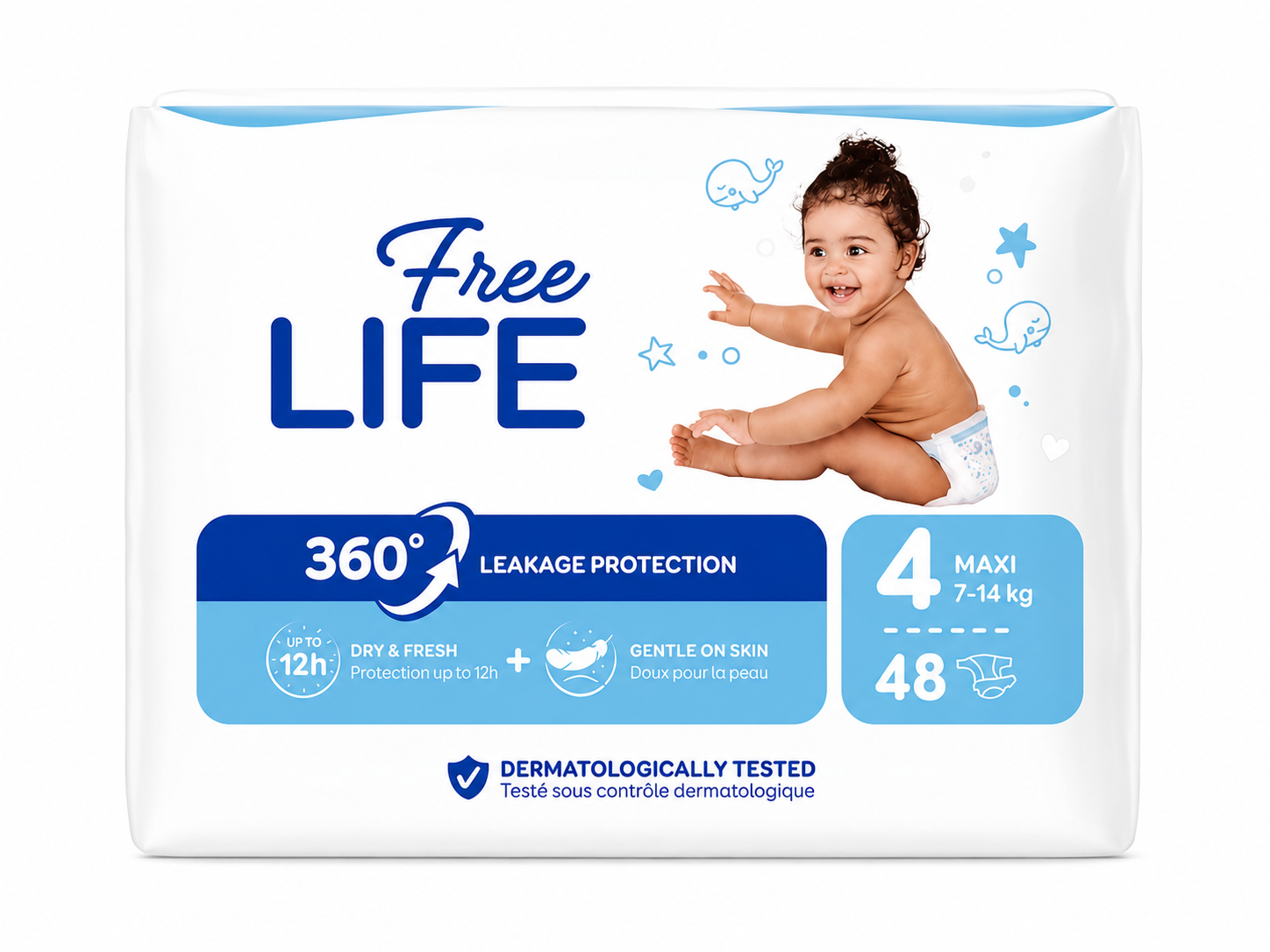 Scutece Free LIfe Maxi Marimea 4,7-14 kg 48 buc